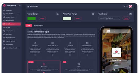 MenuMood Cafe ve Restoran Paneli